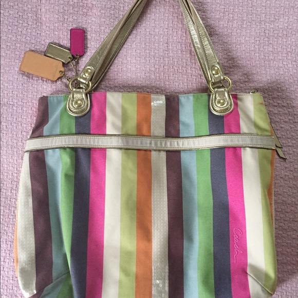 Coach poppy summer stripe bag - Picture 4 of 8